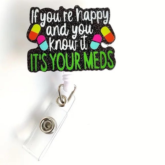 NEW| 1pc Funny Retractable Nurse Lanyard Badge Holder with Glitter - Picture 3 of 7